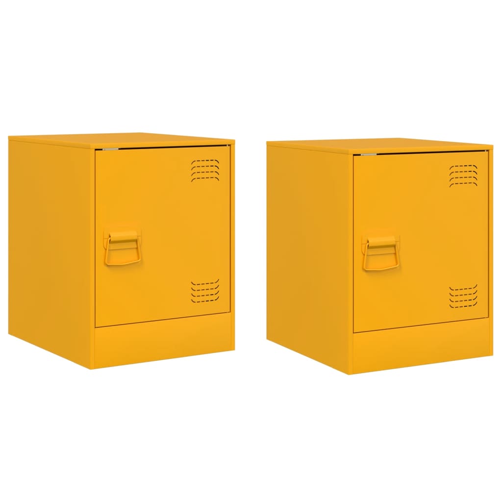 Tables de chevet 2 pcs. Jaune moutarde 34,5x39x44 cm en acier