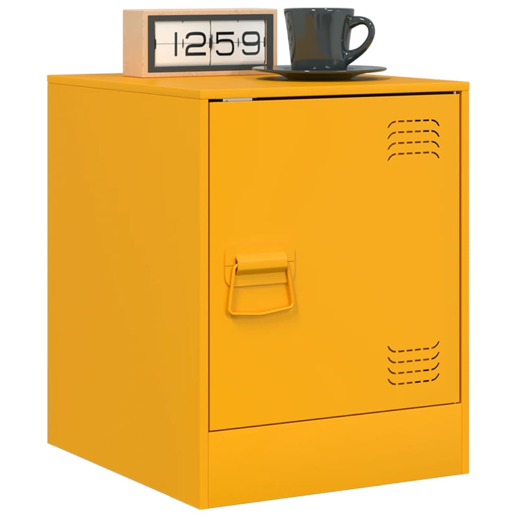 Tables de chevet 2 pcs. Jaune moutarde 34,5x39x44 cm en acier