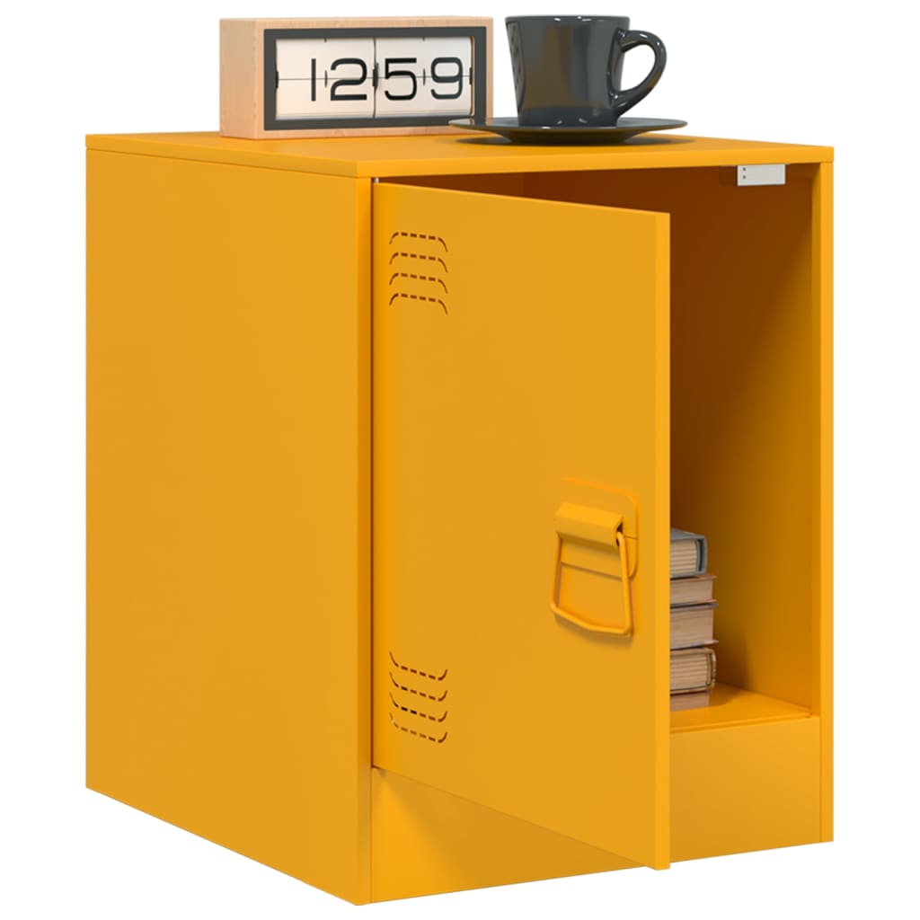 Tables de chevet 2 pcs. Jaune moutarde 34,5x39x44 cm en acier
