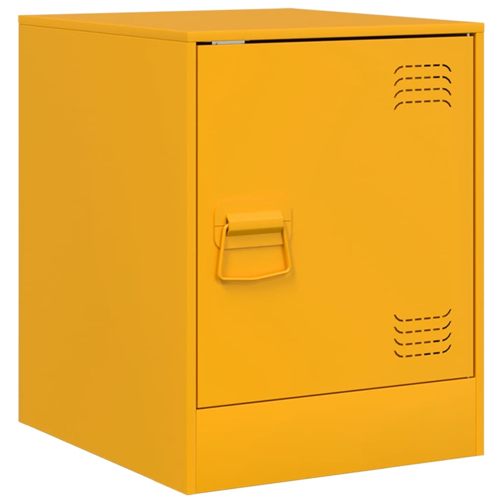 Tables de chevet 2 pcs. Jaune moutarde 34,5x39x44 cm en acier