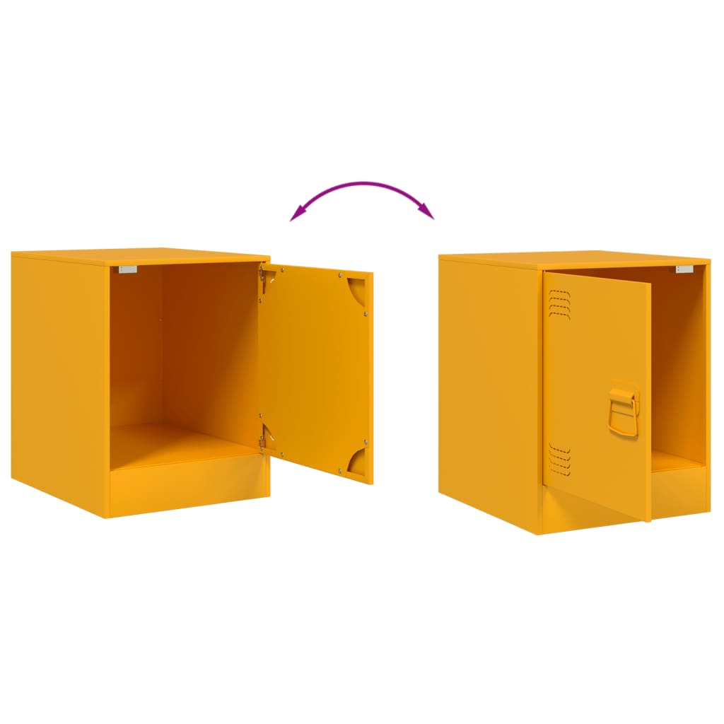Tables de chevet 2 pcs. Jaune moutarde 34,5x39x44 cm en acier