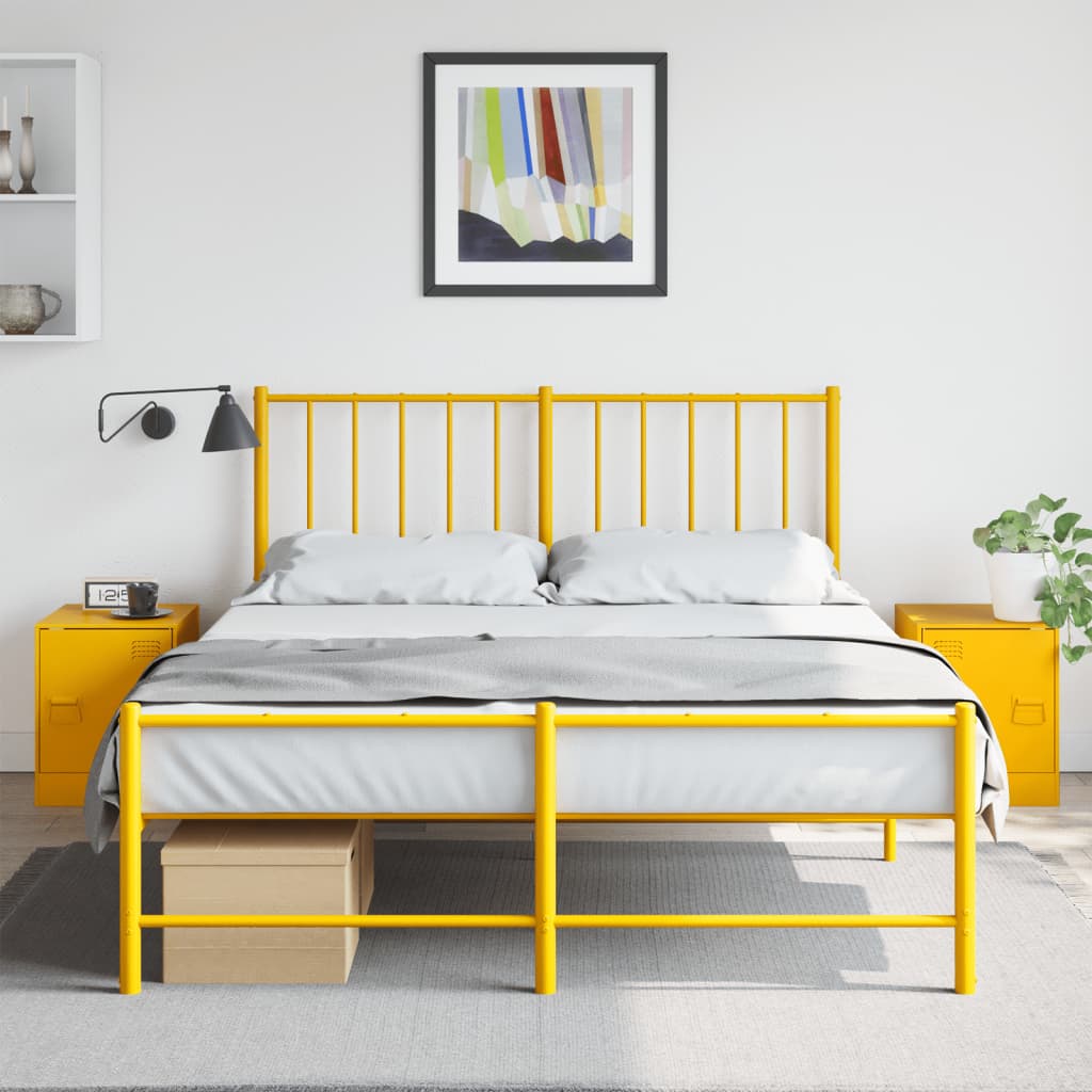 Tables de chevet 2 pcs. Jaune moutarde 34,5x39x44 cm en acier