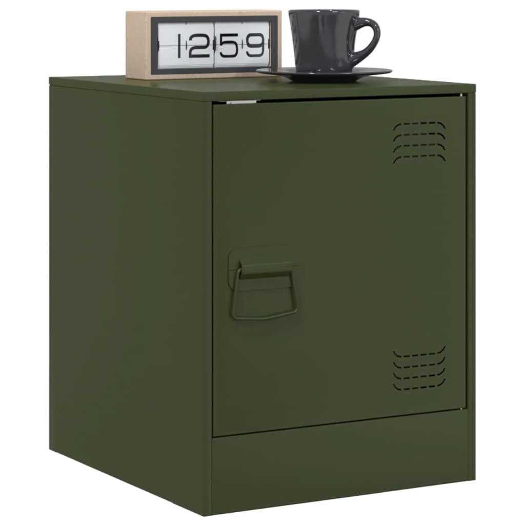 Bedside tables 2 pcs. Olive green 34.5x39x44 cm steel
