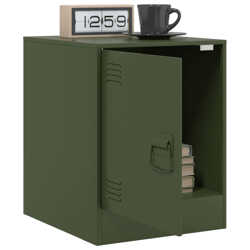 Bedside tables 2 pcs. Olive green 34.5x39x44 cm steel