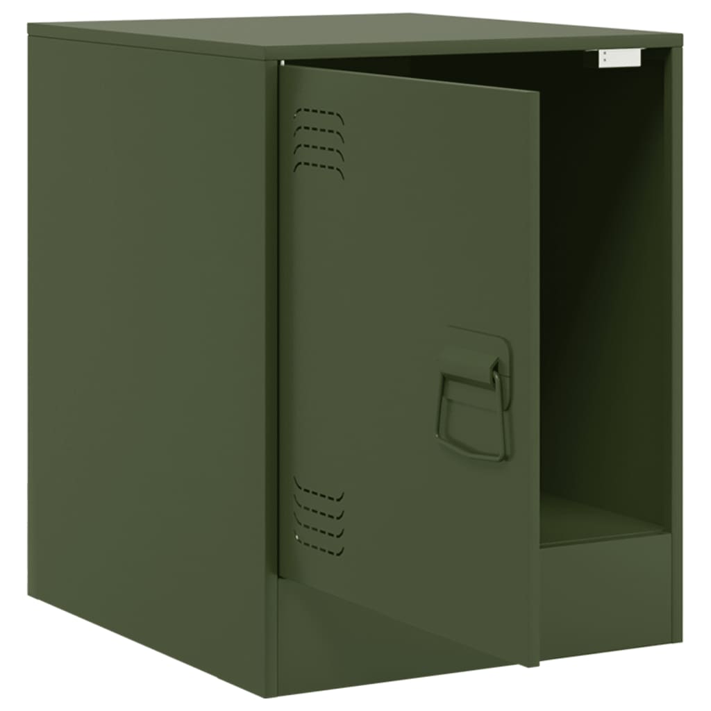 Bedside tables 2 pcs. Olive green 34.5x39x44 cm steel