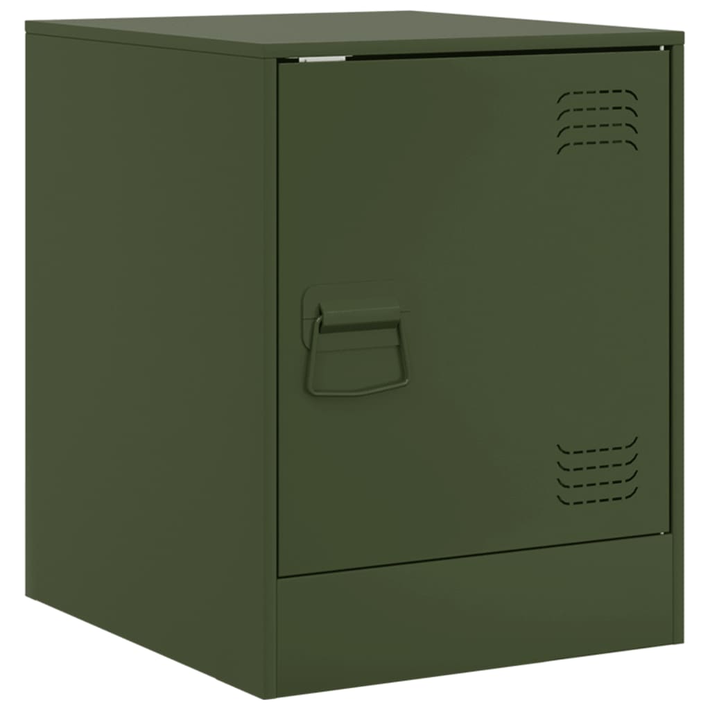 Bedside tables 2 pcs. Olive green 34.5x39x44 cm steel