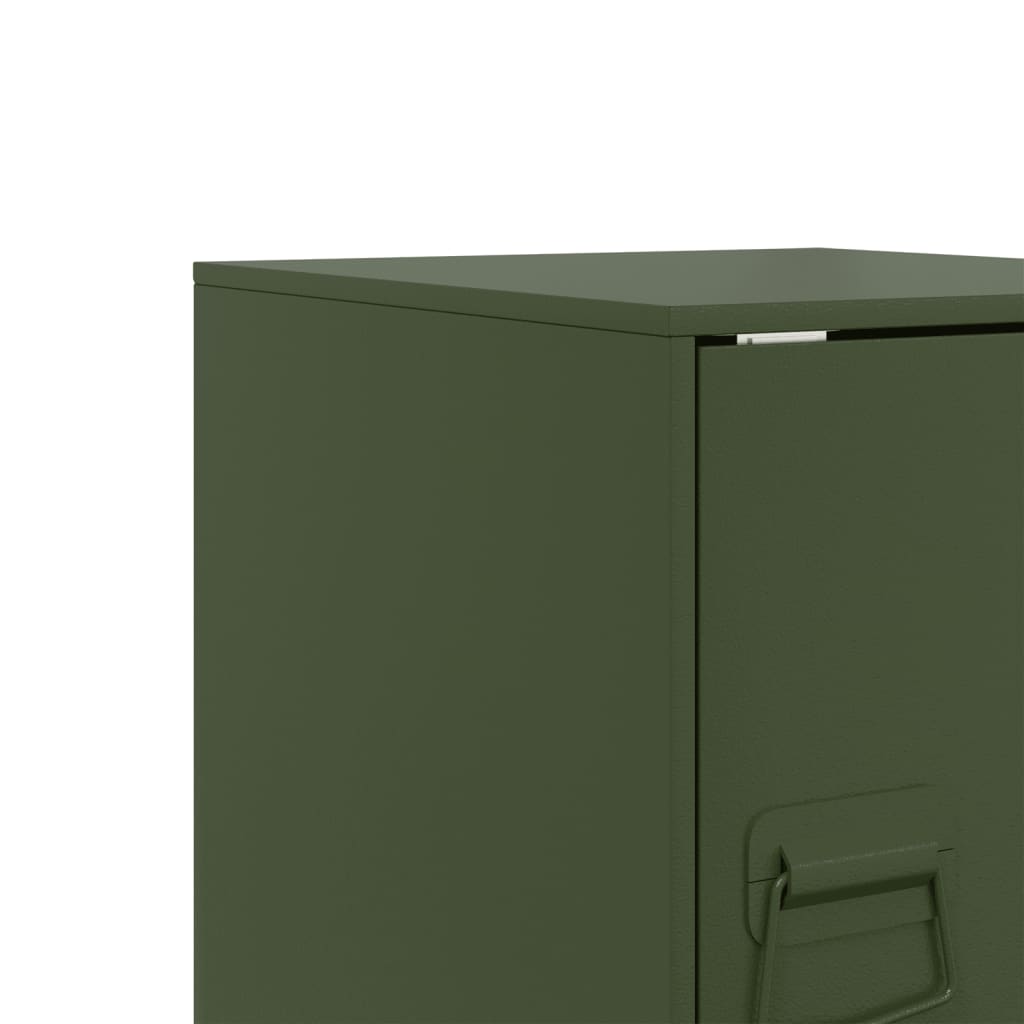 Bedside tables 2 pcs. Olive green 34.5x39x44 cm steel