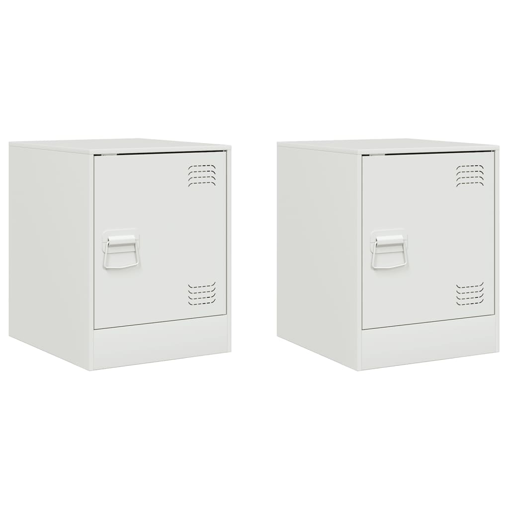 Tables de chevet 2 pcs. Blanc 34,5x39x44 cm en acier