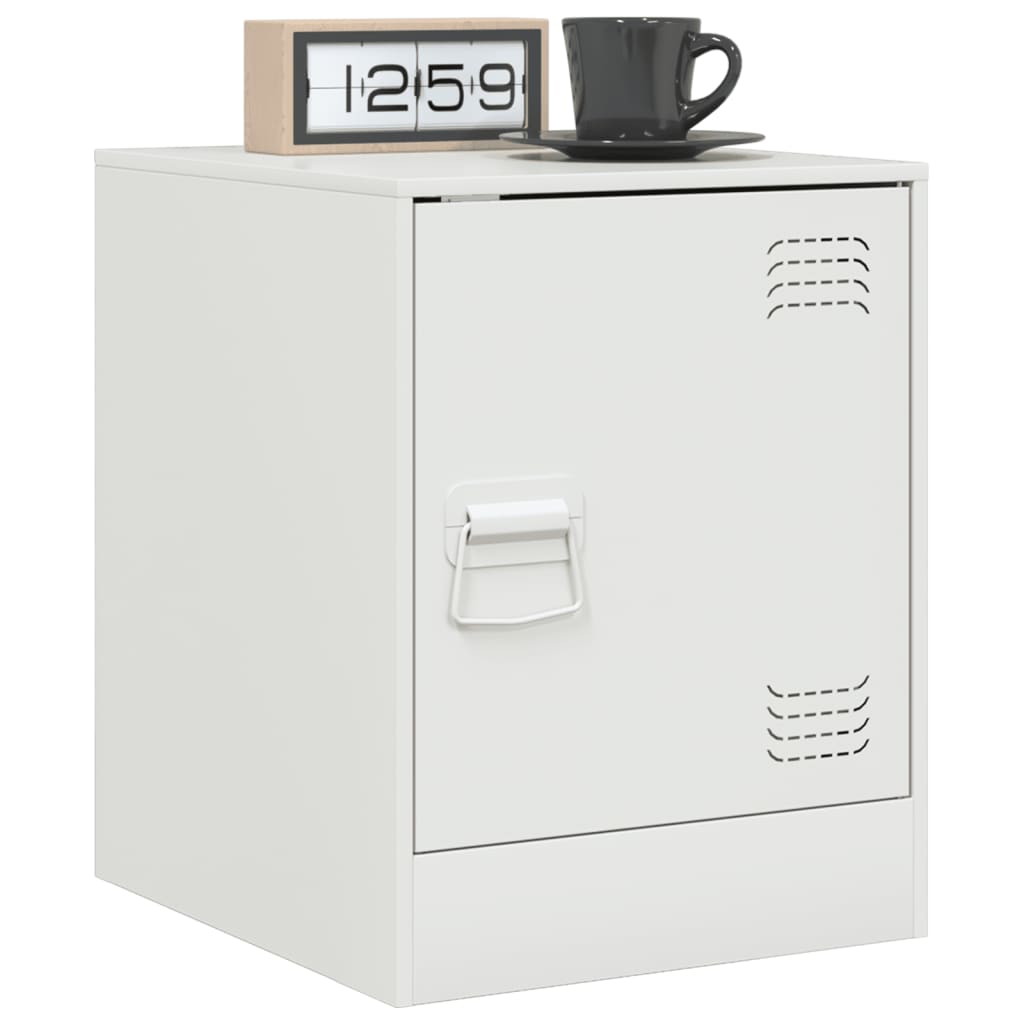 Tables de chevet 2 pcs. Blanc 34,5x39x44 cm en acier