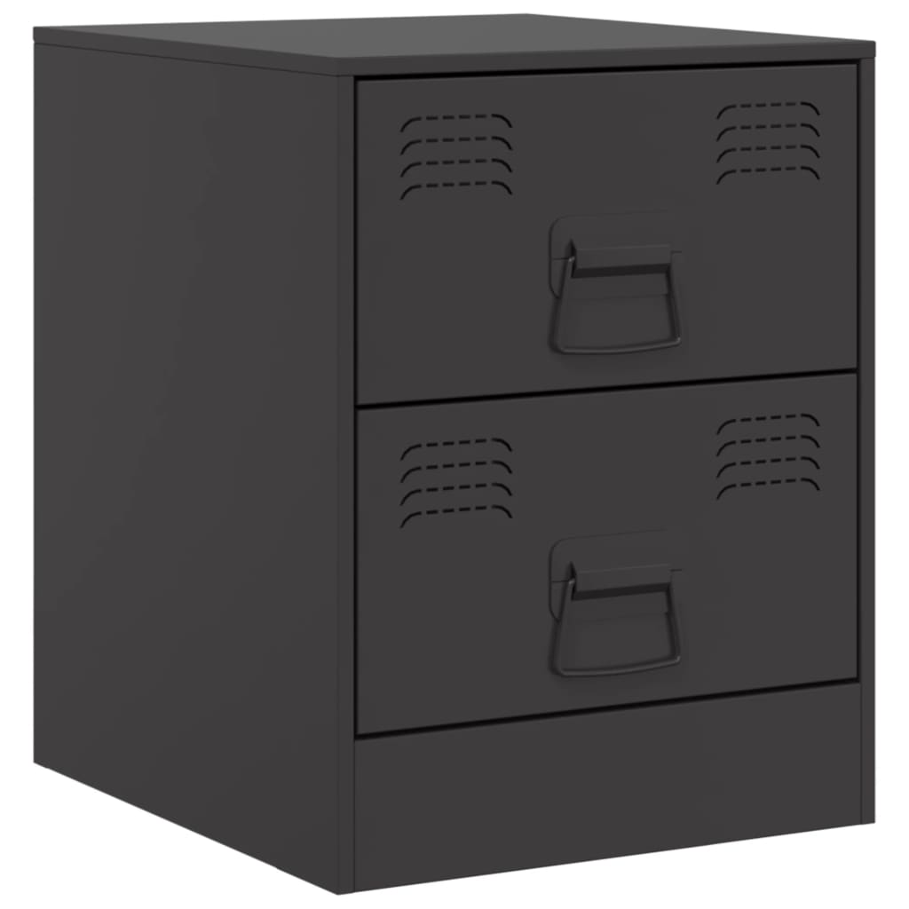 Bedside Table Black 34.5x39x44 cm Steel