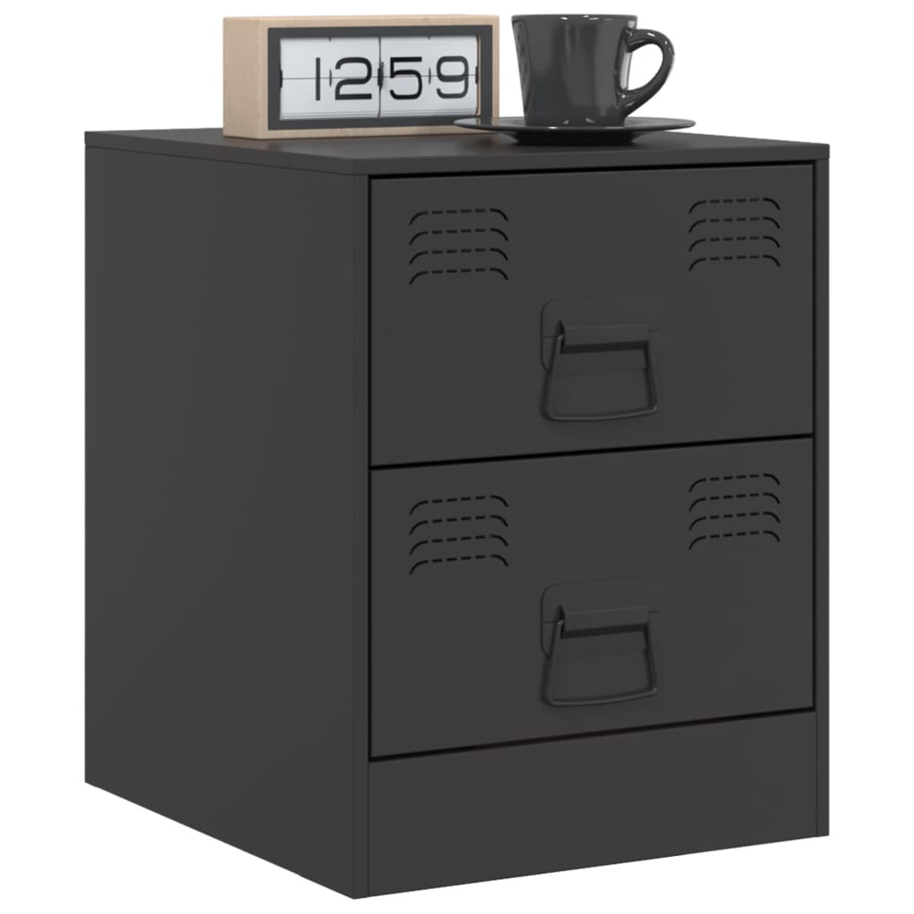 Bedside Table Black 34.5x39x44 cm Steel