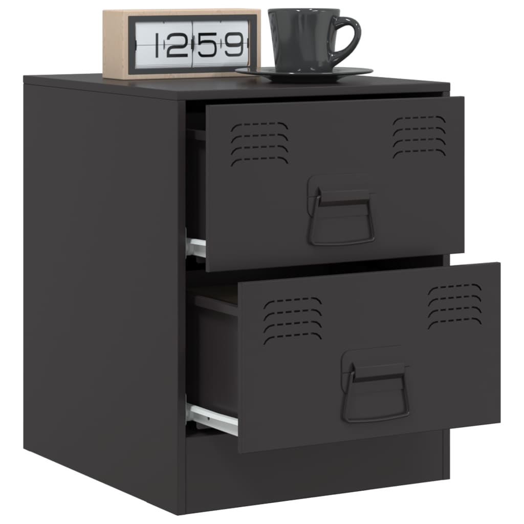 Bedside Table Black 34.5x39x44 cm Steel