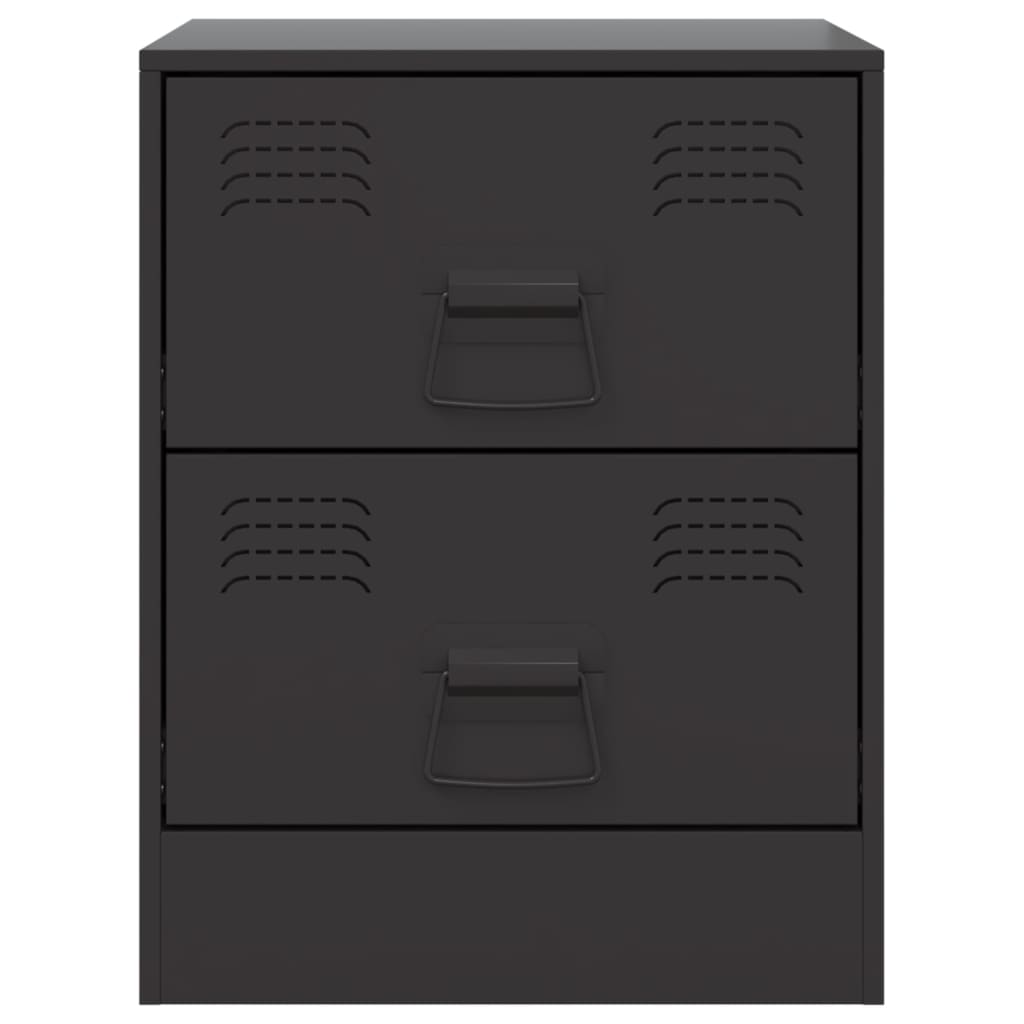Bedside Table Black 34.5x39x44 cm Steel