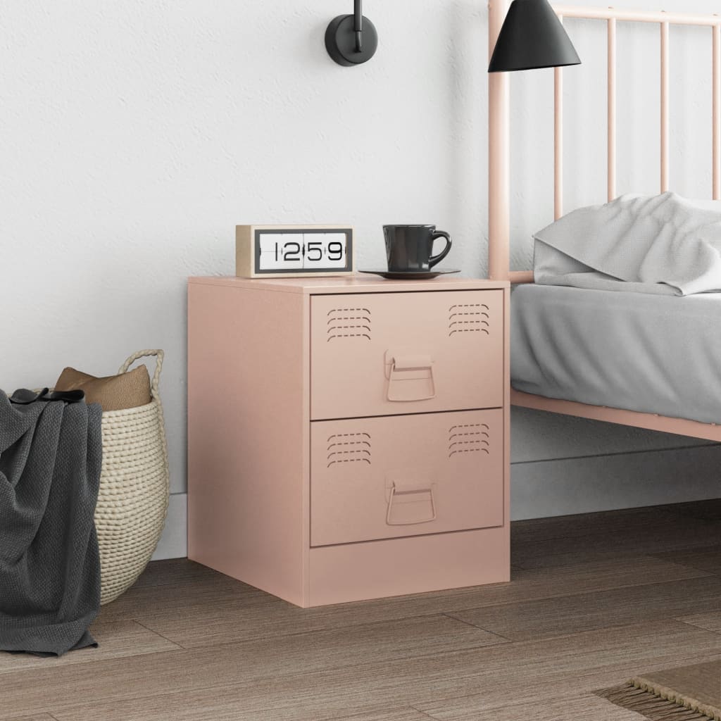 Bedside Table Pink 34.5x39x44 cm Steel