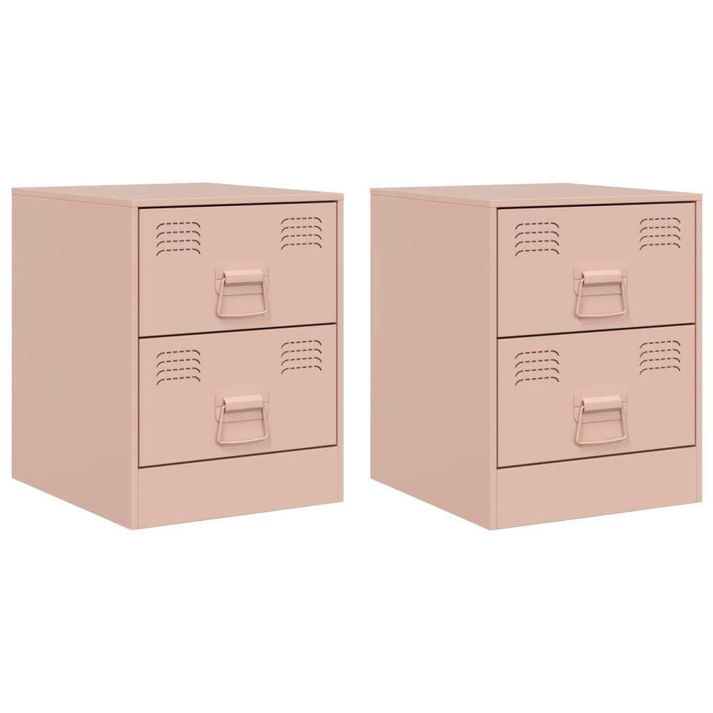 Tables de chevet 2 pcs. Rose 34,5x39x44 cm en acier