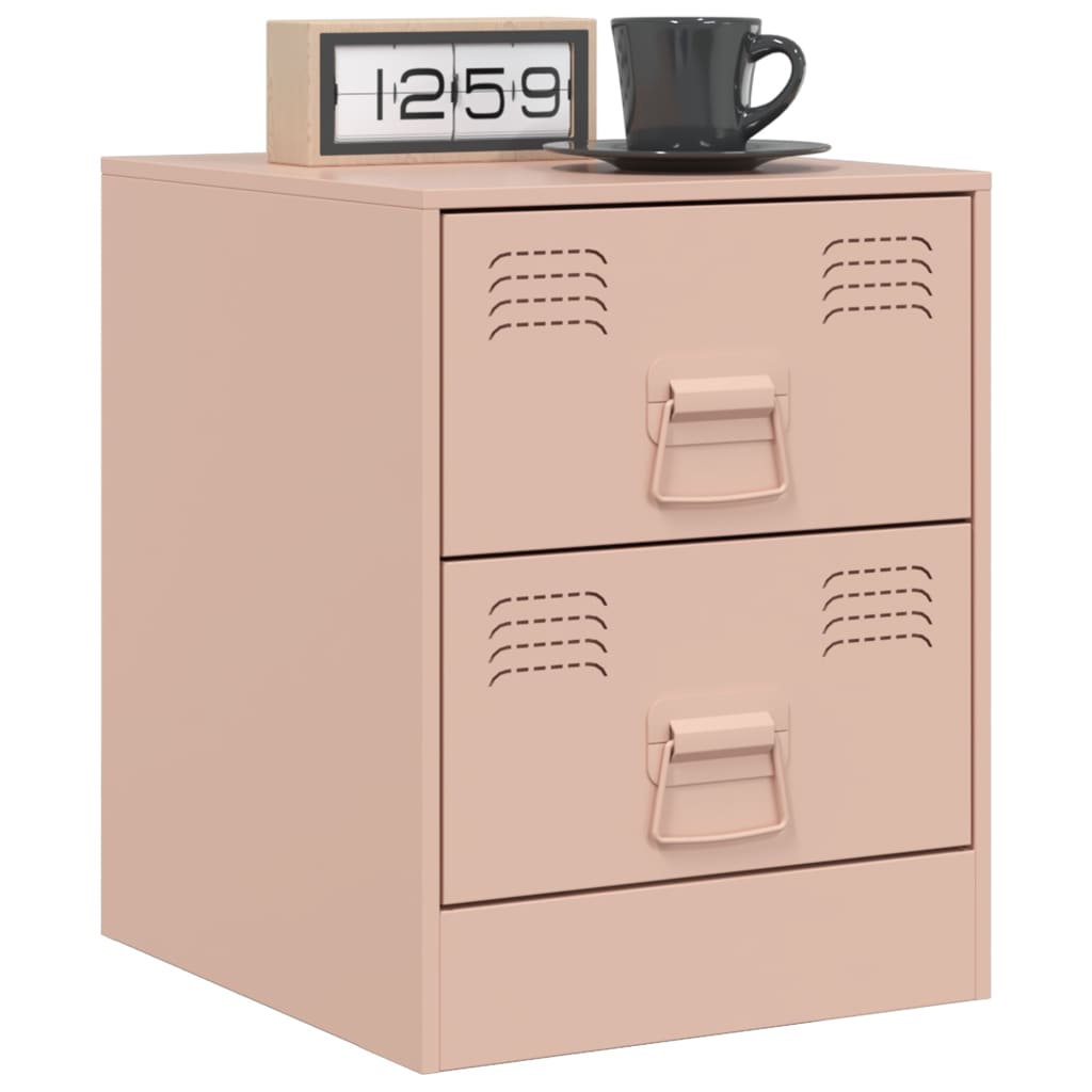 Tables de chevet 2 pcs. Rose 34,5x39x44 cm en acier