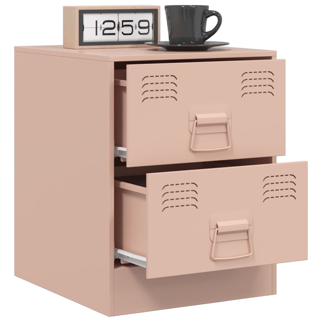 Tables de chevet 2 pcs. Rose 34,5x39x44 cm en acier