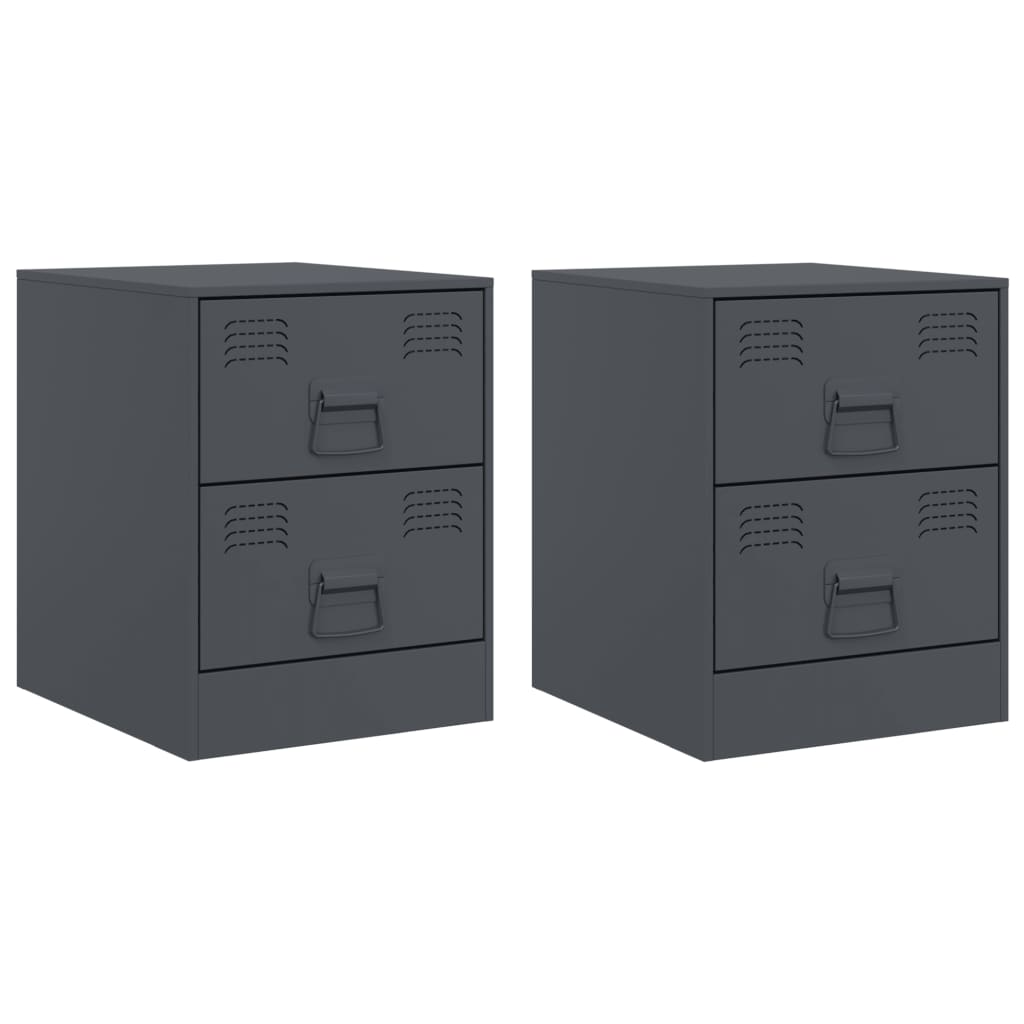 Bedside tables 2 pcs. Anthracite 34.5x39x44 cm steel