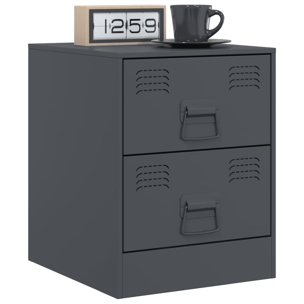 Bedside tables 2 pcs. Anthracite 34.5x39x44 cm steel
