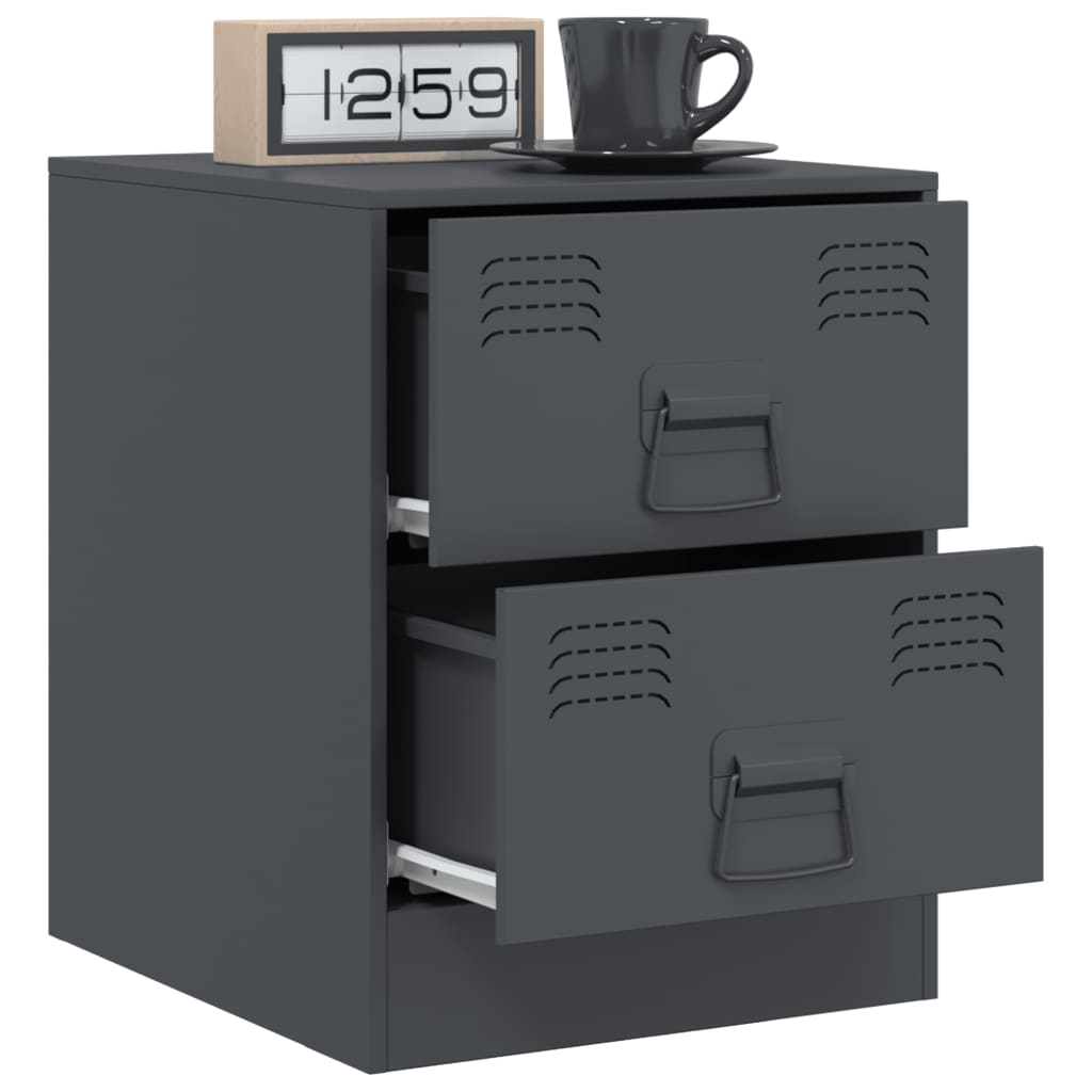 Bedside tables 2 pcs. Anthracite 34.5x39x44 cm steel
