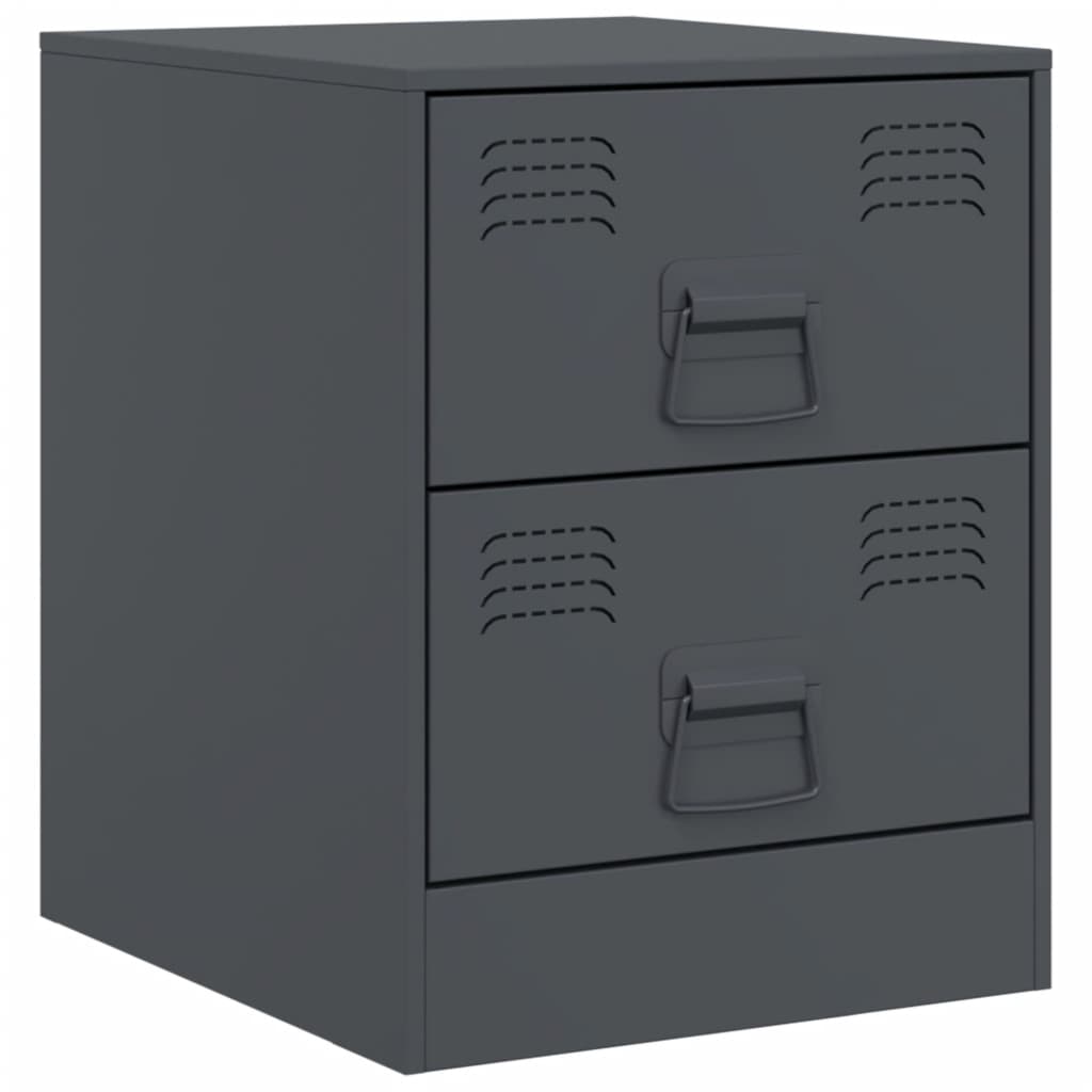 Bedside tables 2 pcs. Anthracite 34.5x39x44 cm steel