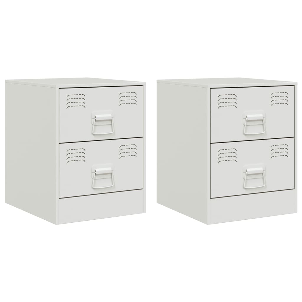 Tables de chevet 2 pcs. Blanc 34,5x39x44 cm en acier
