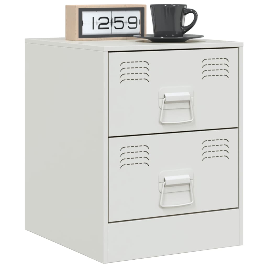 Tables de chevet 2 pcs. Blanc 34,5x39x44 cm en acier