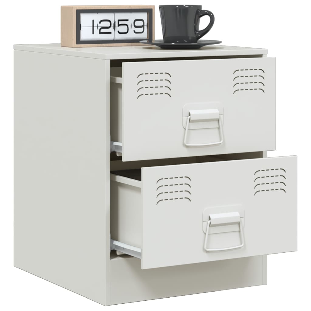 Tables de chevet 2 pcs. Blanc 34,5x39x44 cm en acier