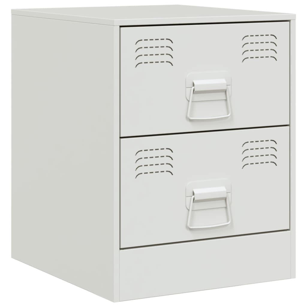 Tables de chevet 2 pcs. Blanc 34,5x39x44 cm en acier