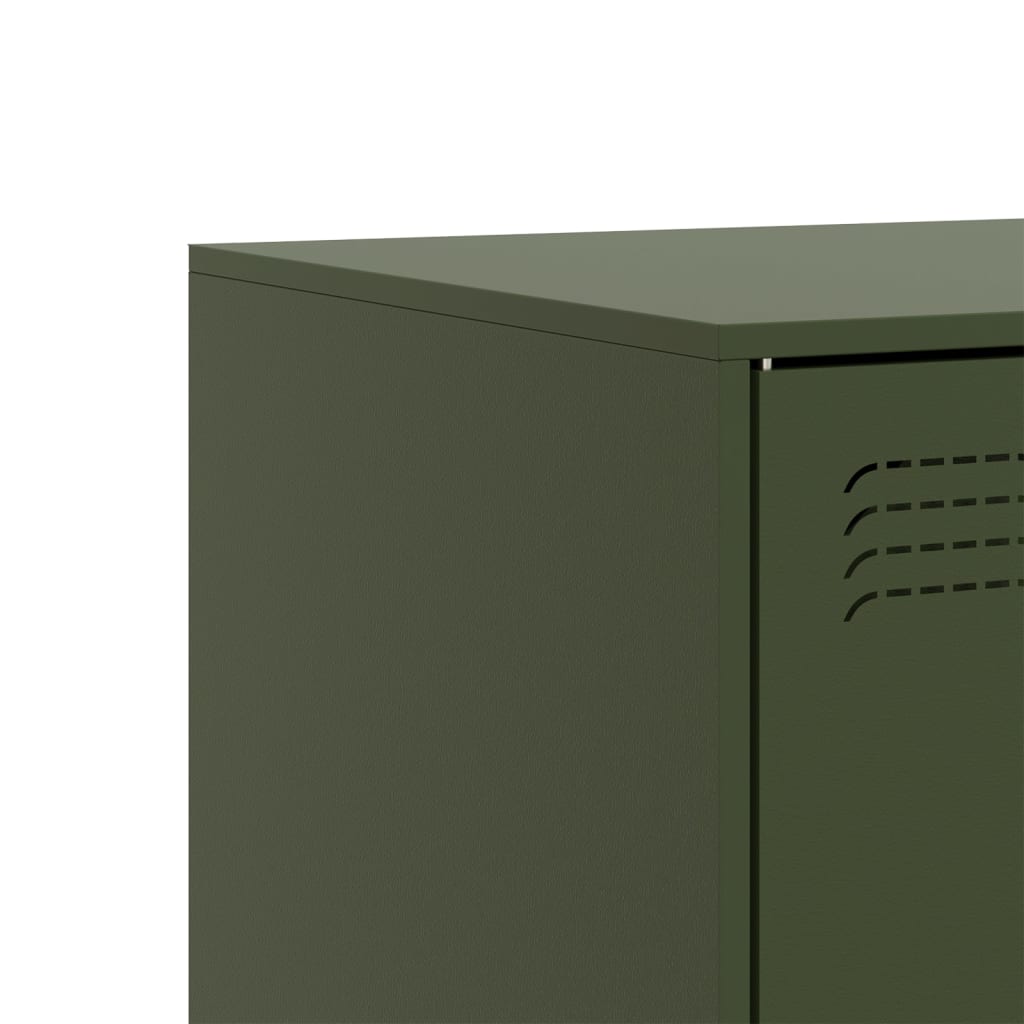Meuble TV vert olive 67x39x44 cm en acier