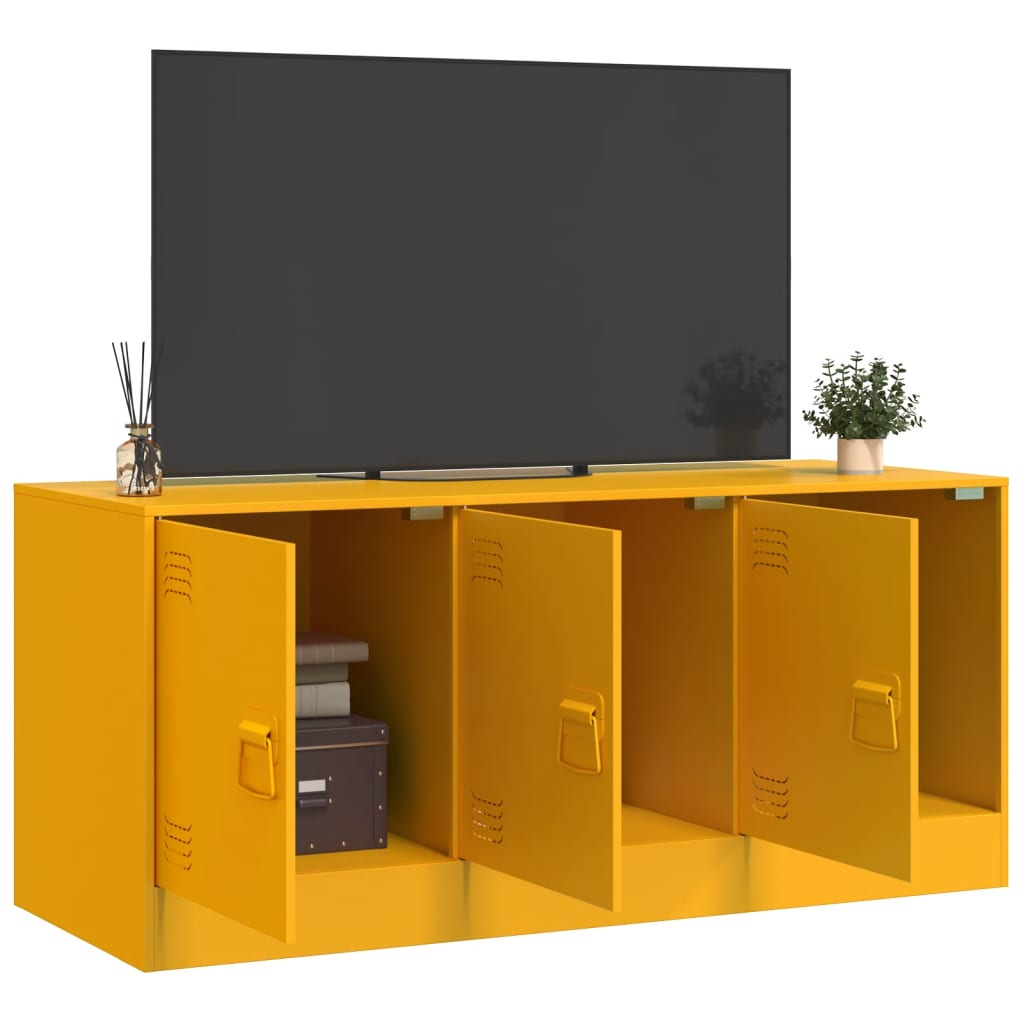 Meuble TV jaune moutarde 99x39x44 cm en acier
