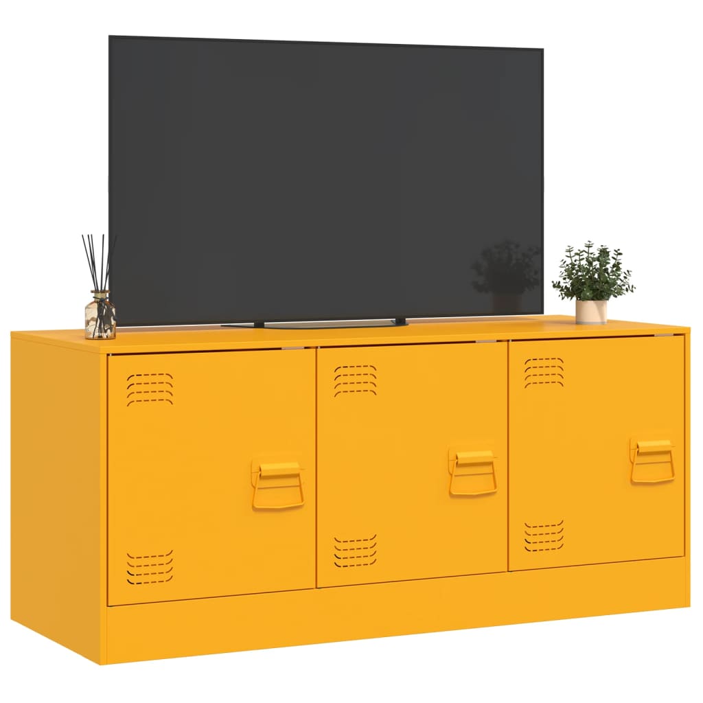 Meuble TV jaune moutarde 99x39x44 cm en acier