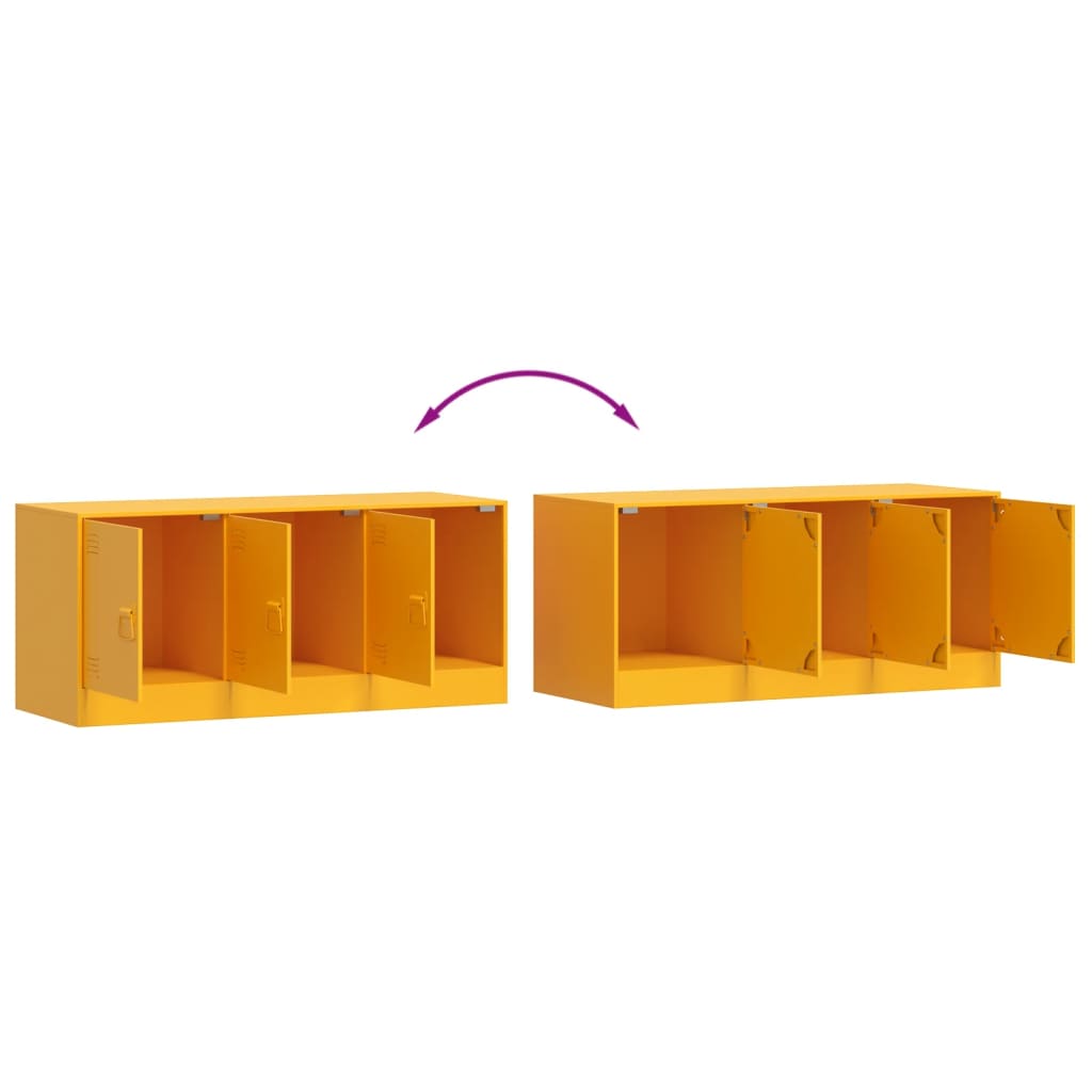 Meuble TV jaune moutarde 99x39x44 cm en acier