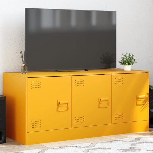 Meuble TV jaune moutarde 99x39x44 cm en acier