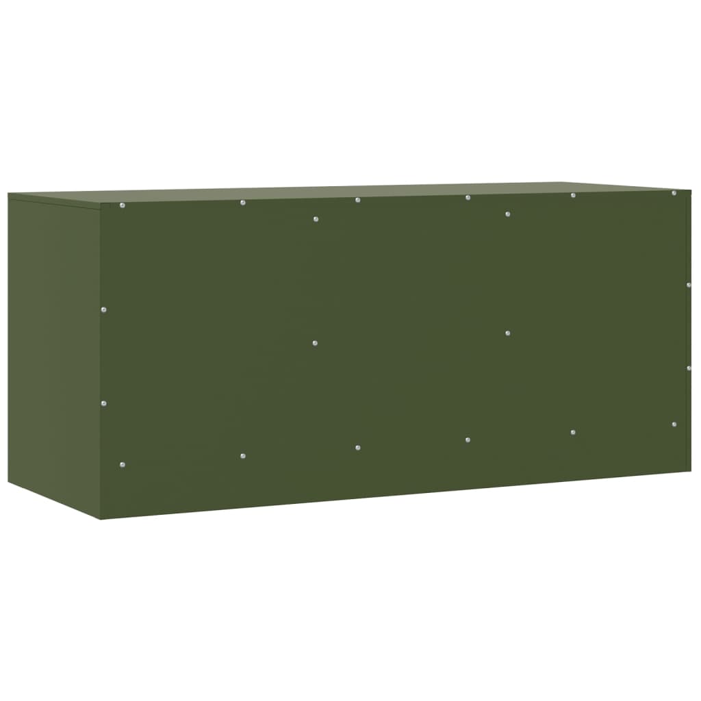 Meuble TV vert olive 99x39x44 cm en acier