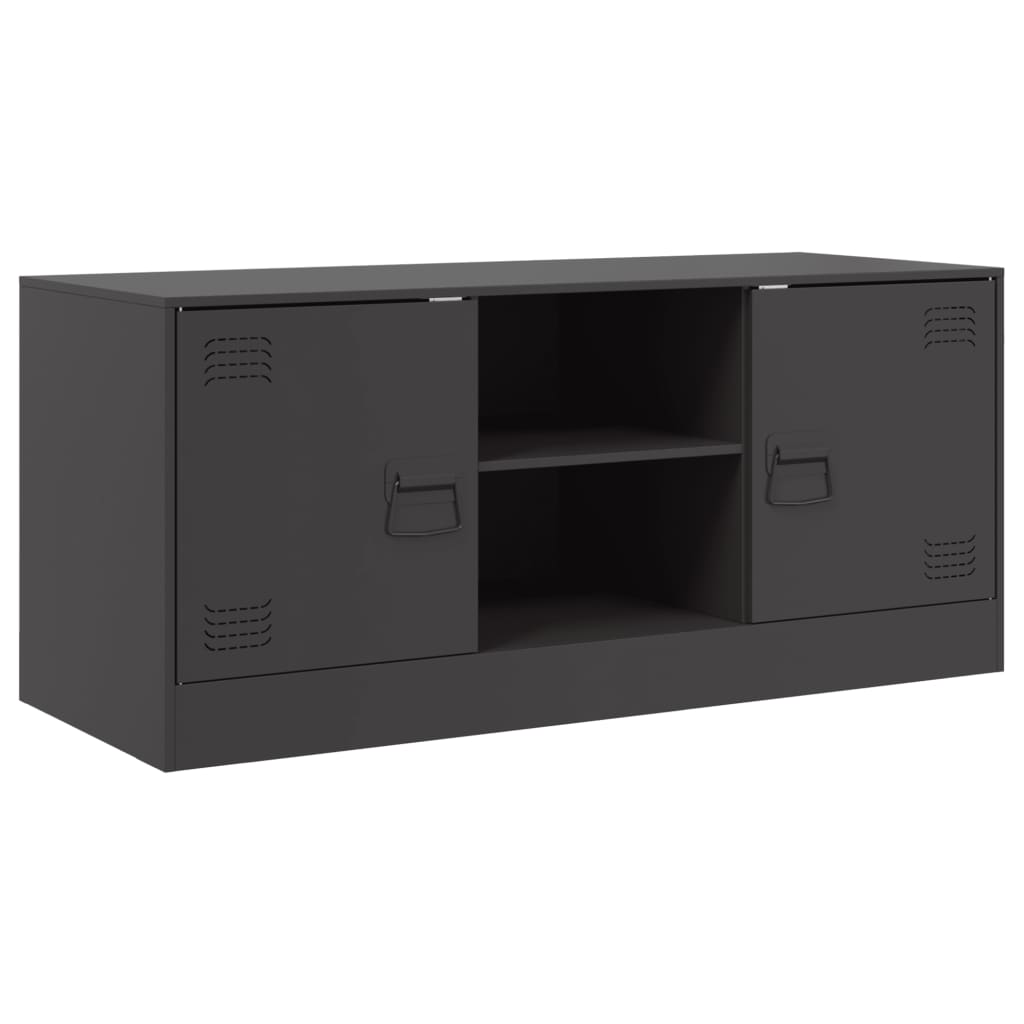 Meuble TV noir 99x39x44 cm en acier