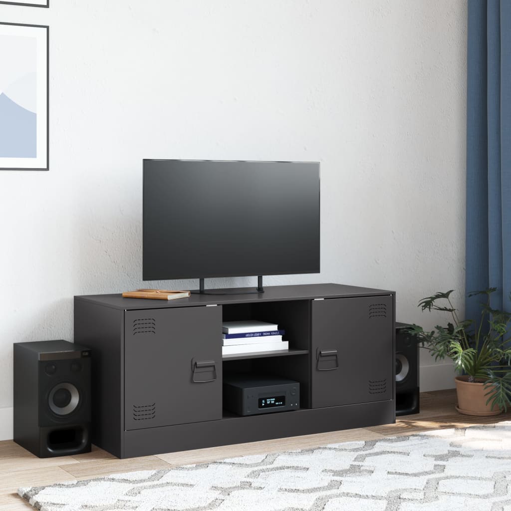 Meuble TV noir 99x39x44 cm en acier