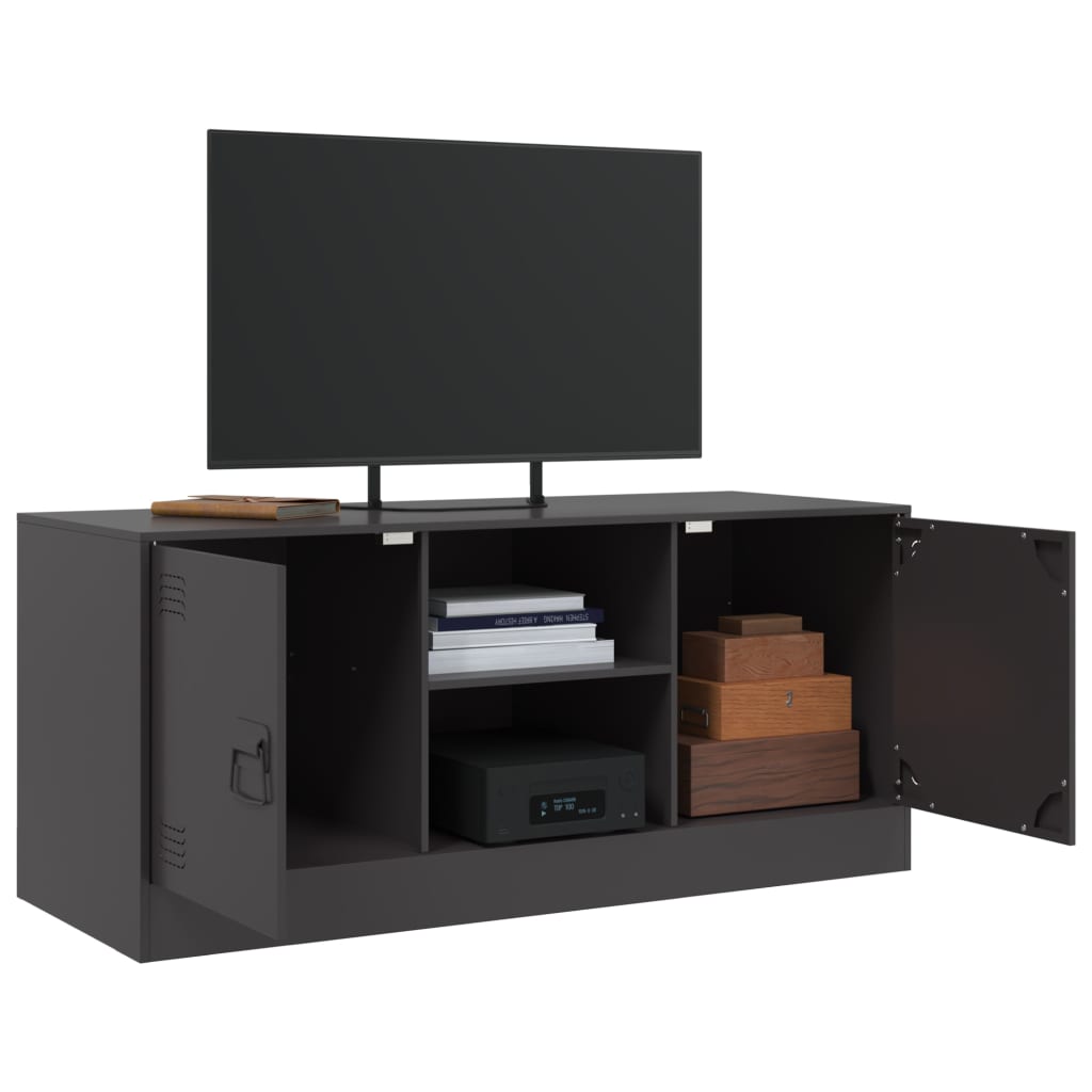 Meuble TV noir 99x39x44 cm en acier