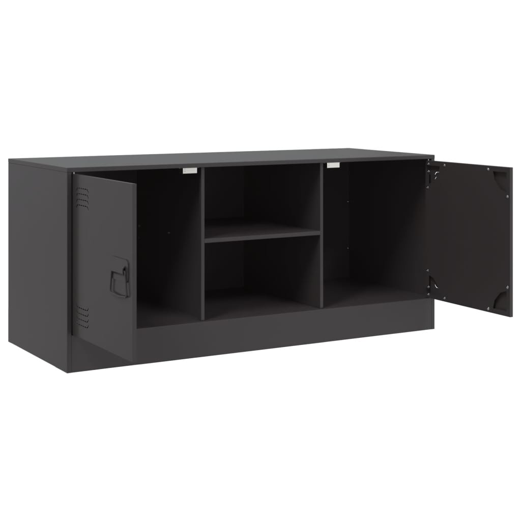 Meuble TV noir 99x39x44 cm en acier