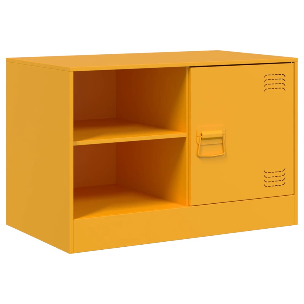 Meuble TV jaune moutarde 67x39x44 cm en acier