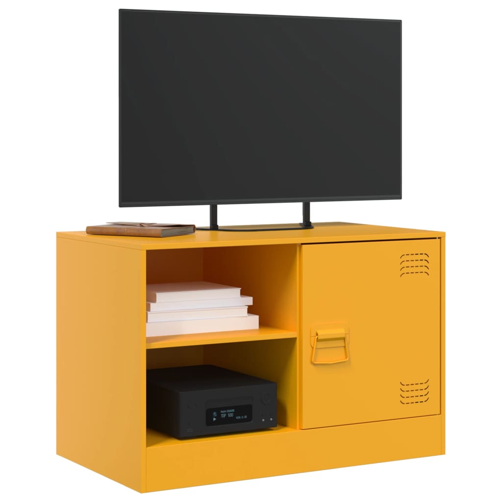 Meuble TV jaune moutarde 67x39x44 cm en acier