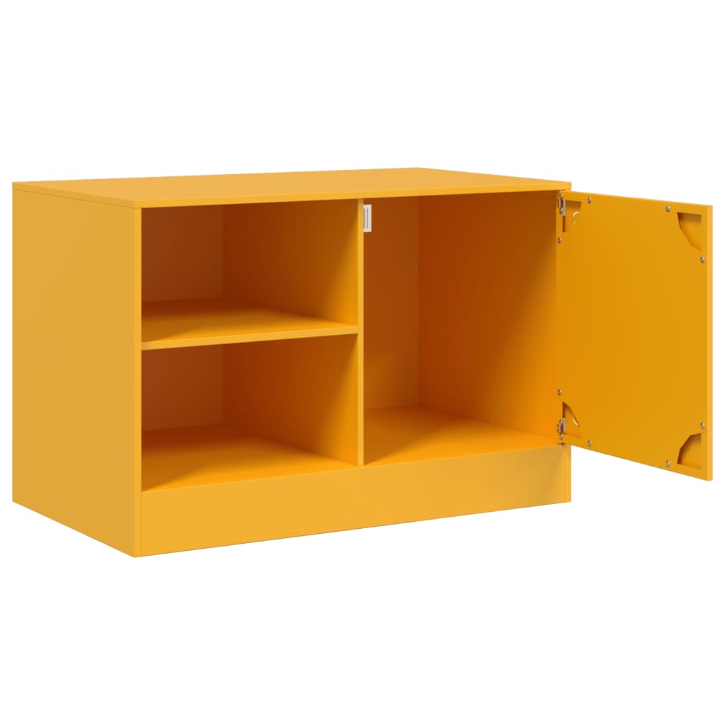 Meuble TV jaune moutarde 67x39x44 cm en acier