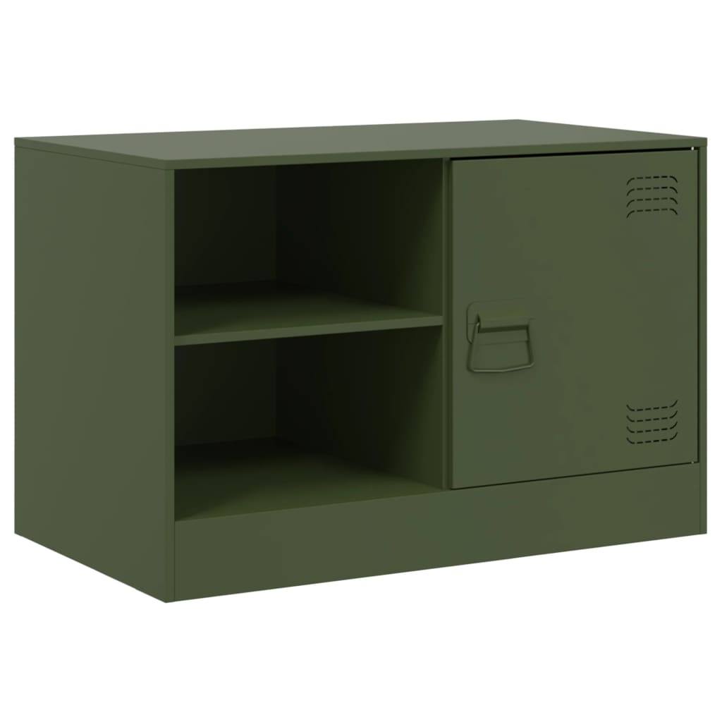 Meuble TV vert olive 67x39x44 cm en acier