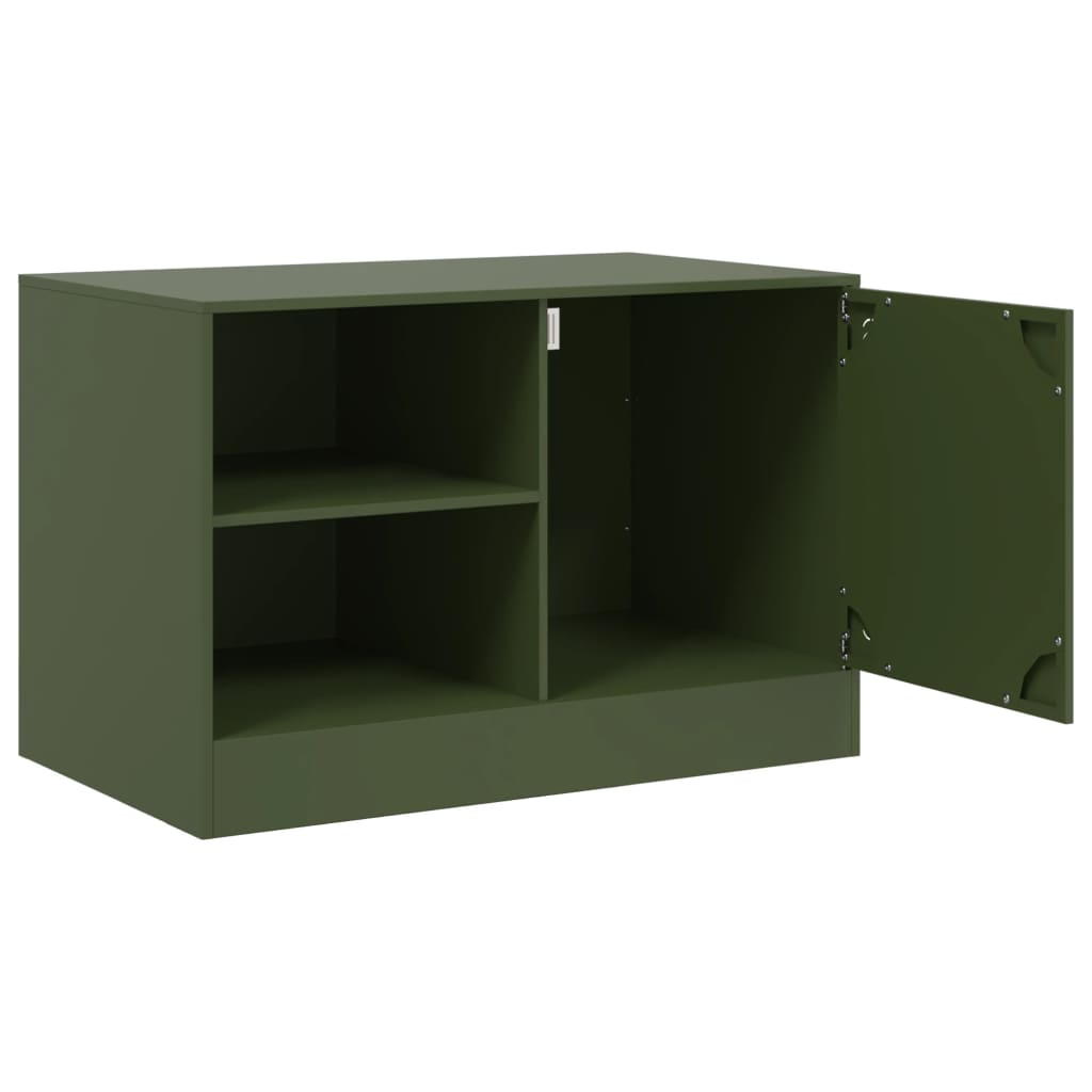Meuble TV vert olive 67x39x44 cm en acier