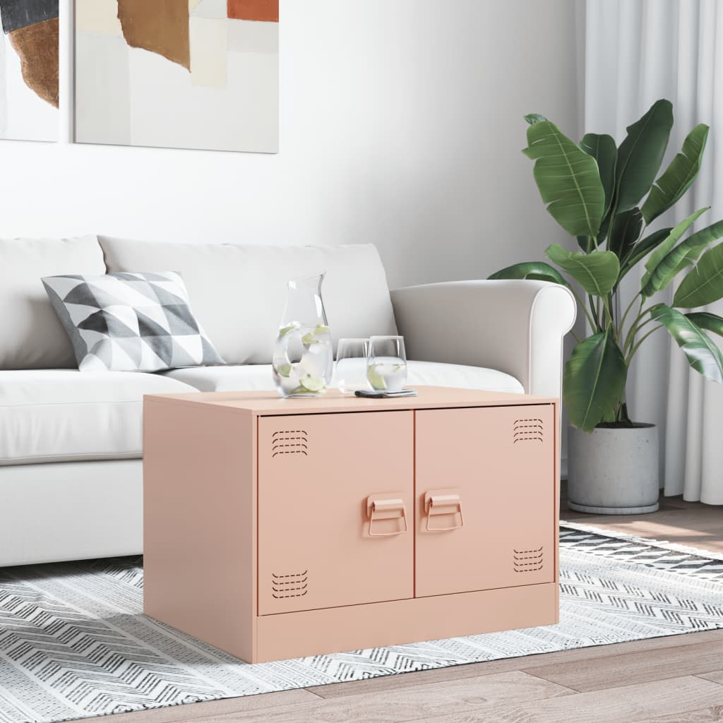Coffee table pink 67x50x44 cm steel