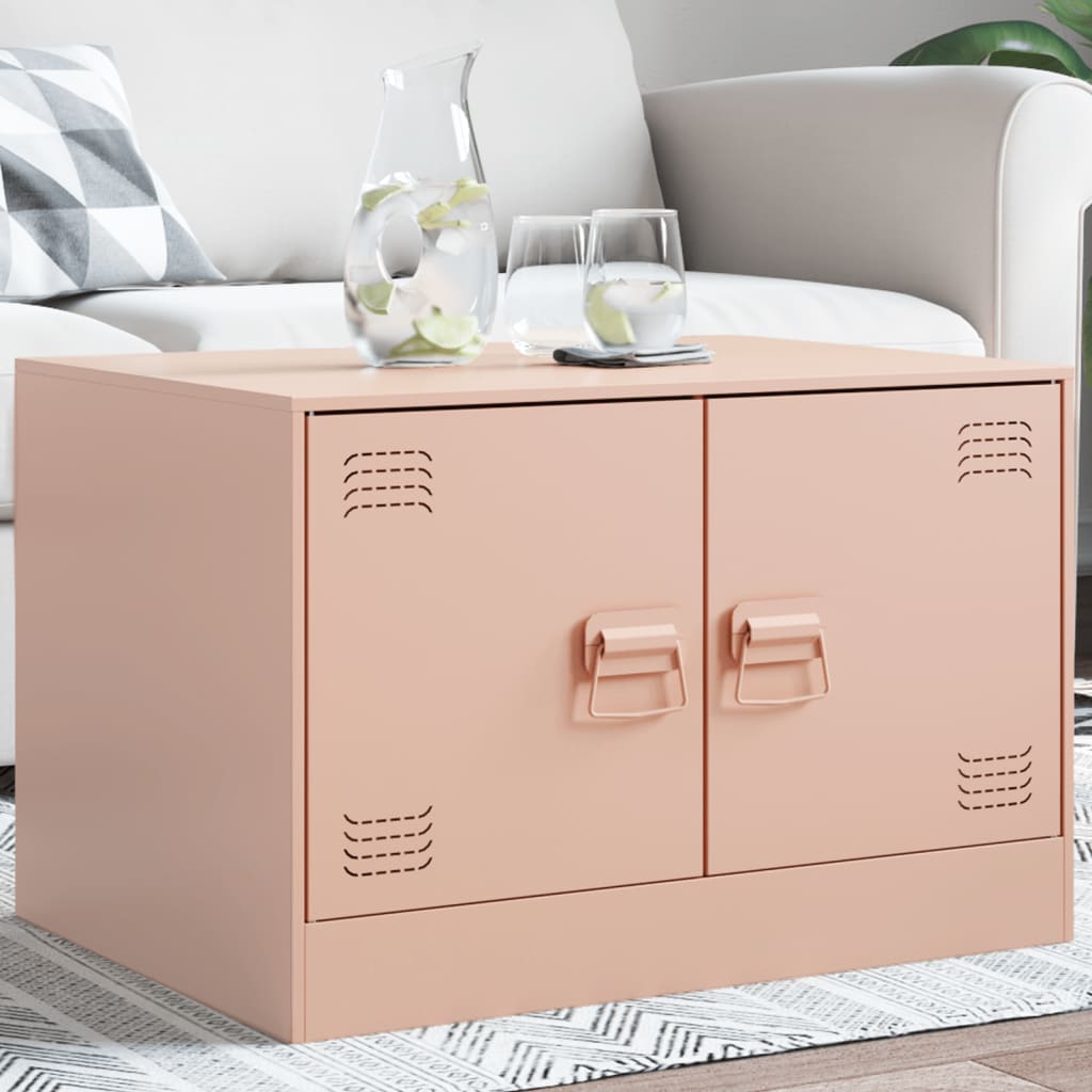 Coffee table pink 67x50x44 cm steel