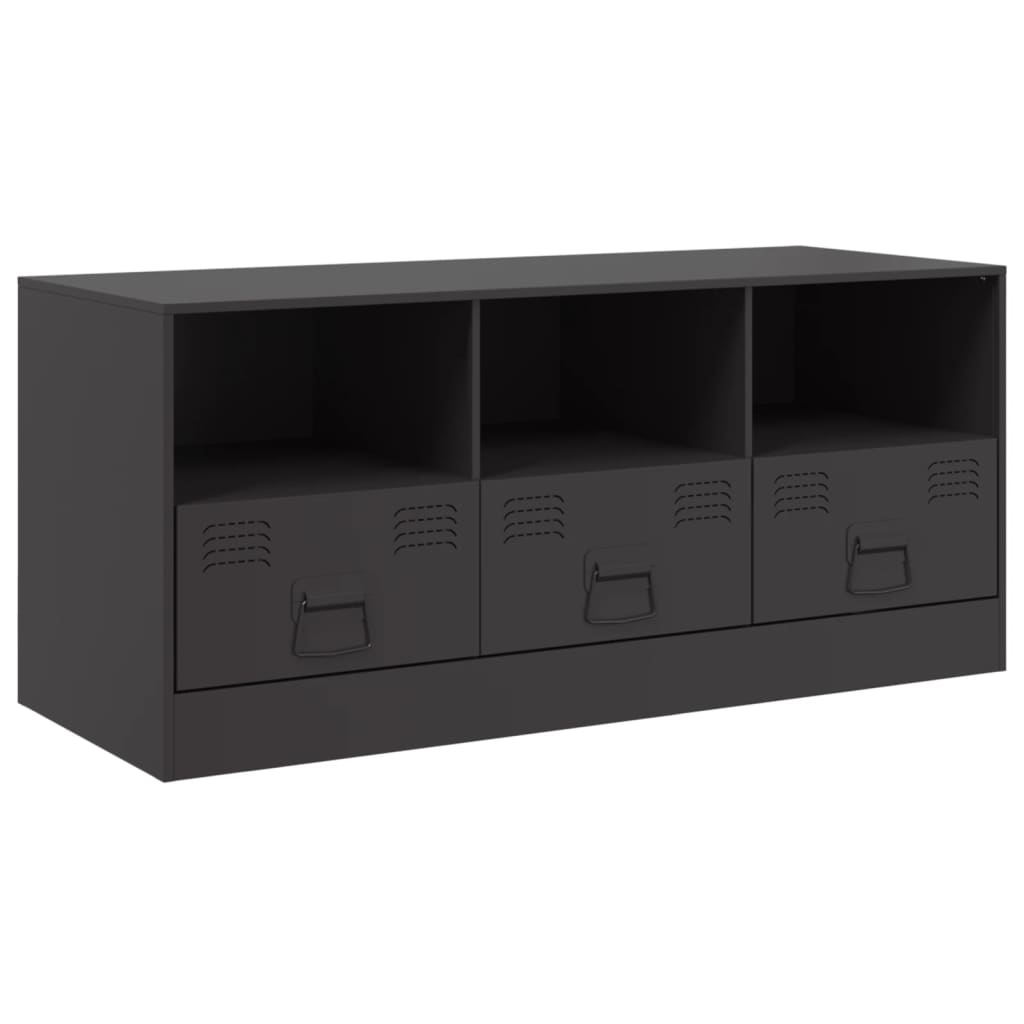 Meuble TV noir 99x39x44 cm en acier