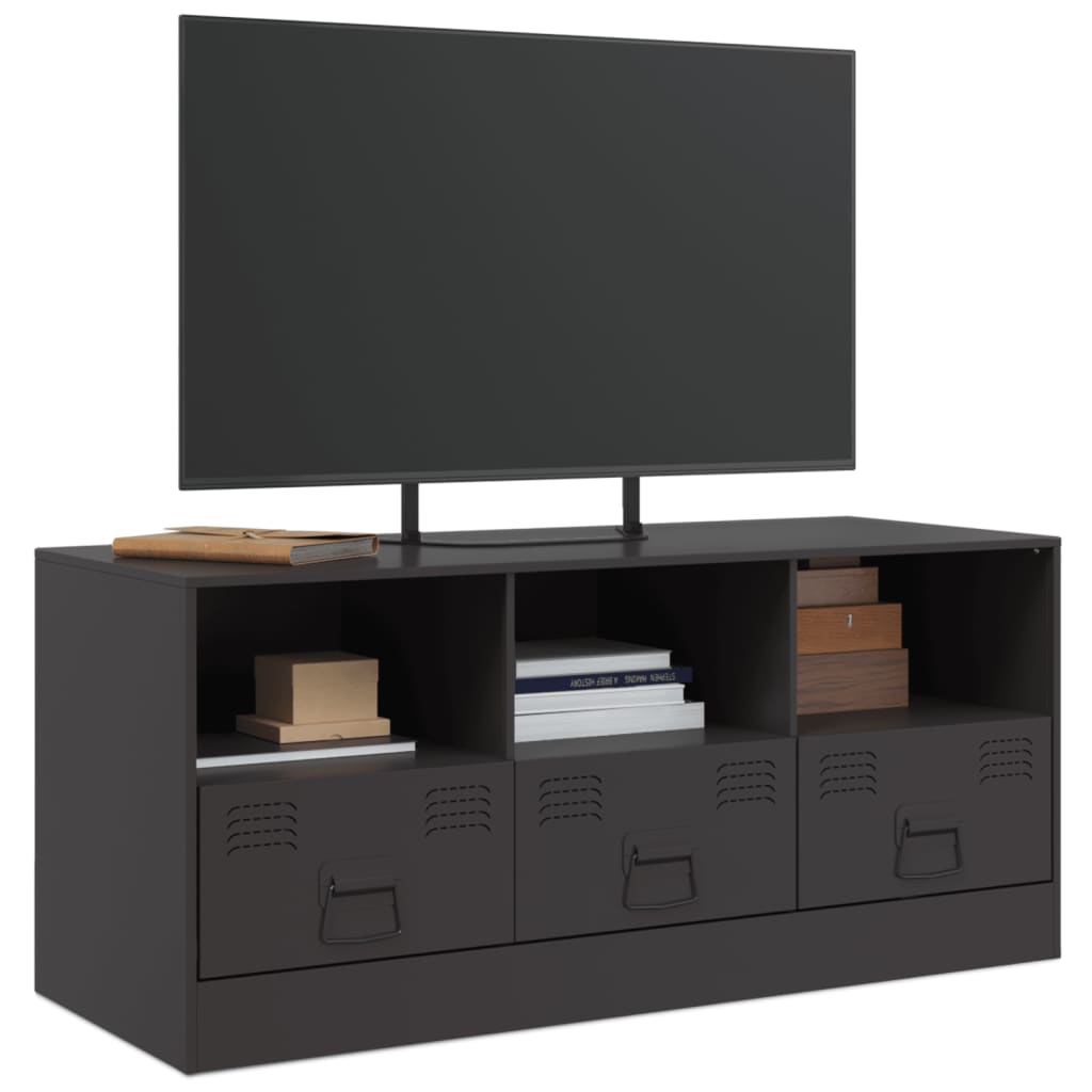 Meuble TV noir 99x39x44 cm en acier
