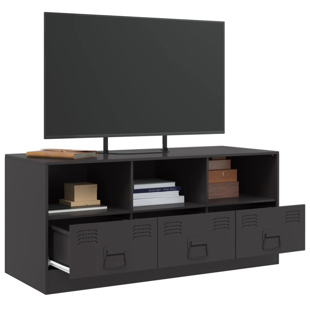 Meuble TV noir 99x39x44 cm en acier
