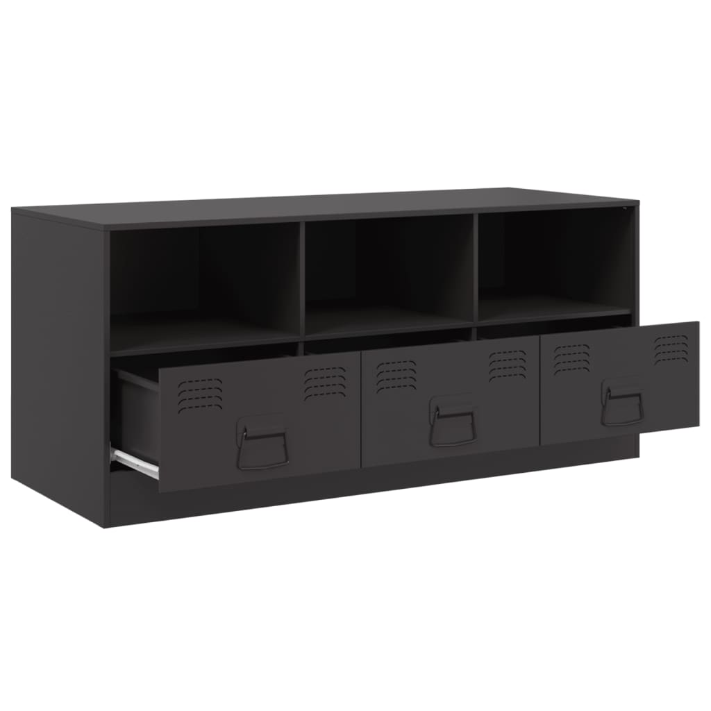 Meuble TV noir 99x39x44 cm en acier